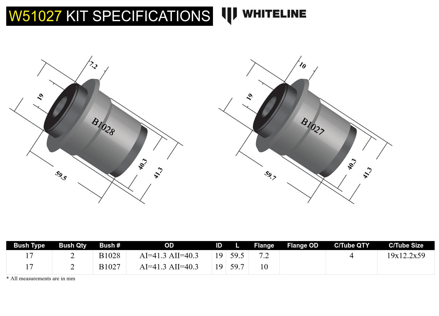 Front Control Arm Lower - Bushing Kit to Suit Holden Gemini TX, TC, D, TE, TF, TG