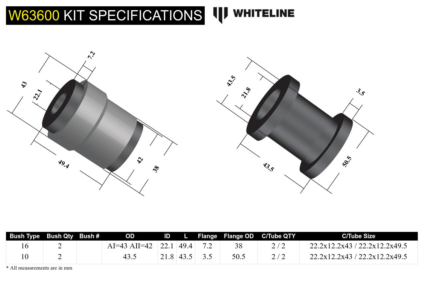 Rear Control Arm Lower Rear - Bushing Kit to Suit Mazda CX-5 KE, KF and Mazda6 GJ,GL