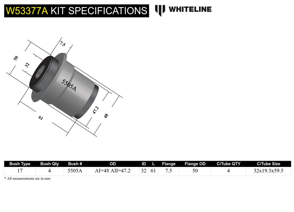 Front Control Arm Lower - Bushing Kit to Suit Toyota Prado and 4Runner