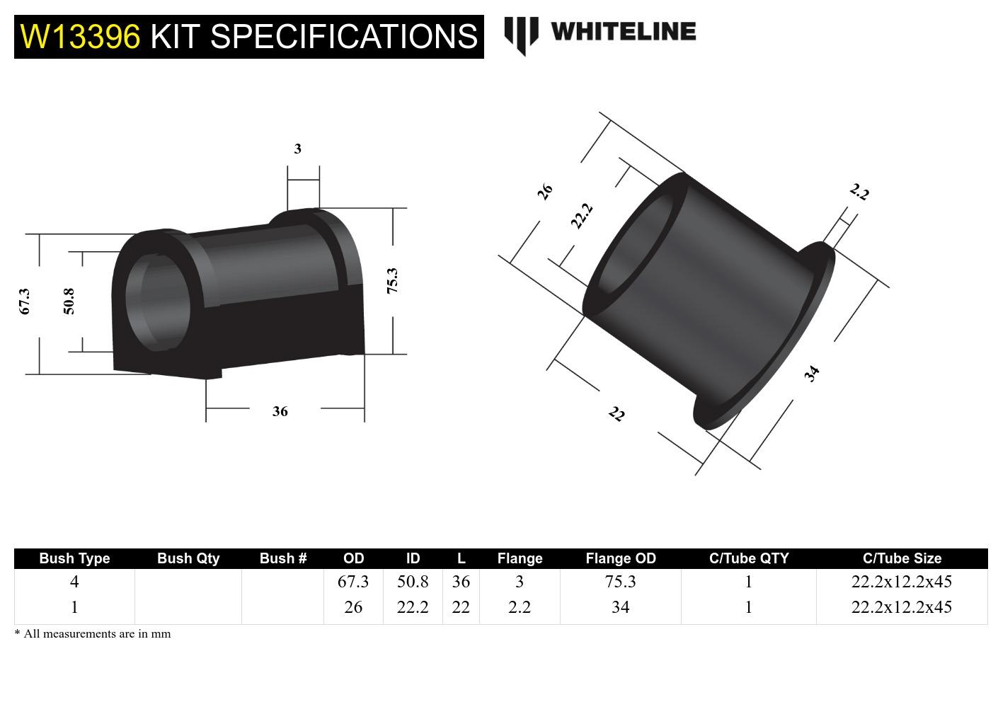 Front Steering Rack and Pinion - Mount Bushing Kit to Suit Toyota Rav 4 SXA10, 11, 16