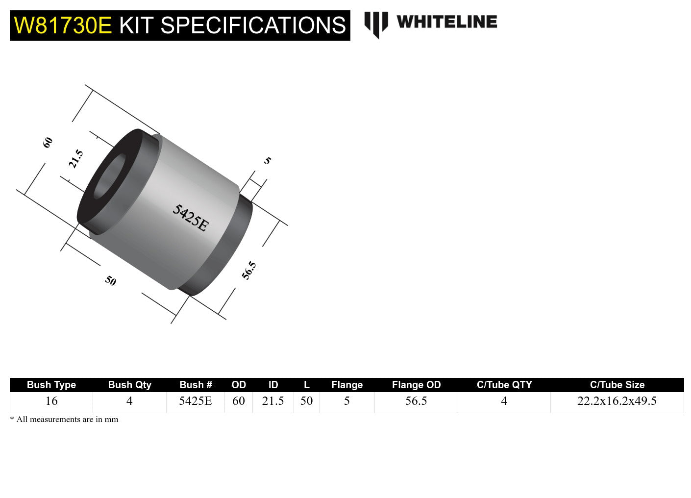 Front Leading Arm - To Differential Bushing Kit Offset to Sut Nissan Patrol GQ, GU and Toyota Land Cruiser 80, 105 Series