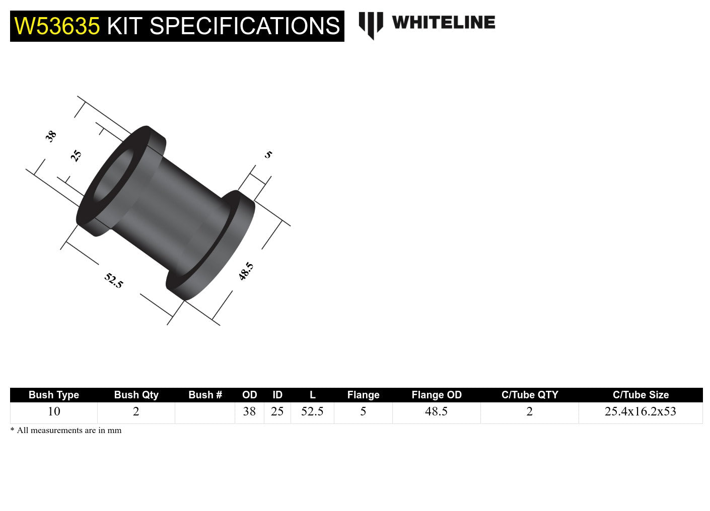 Front Control Arm Lower - Inner Front Bushing Kit to Suit Mazda CX-5, Mazda3 and Mazda6