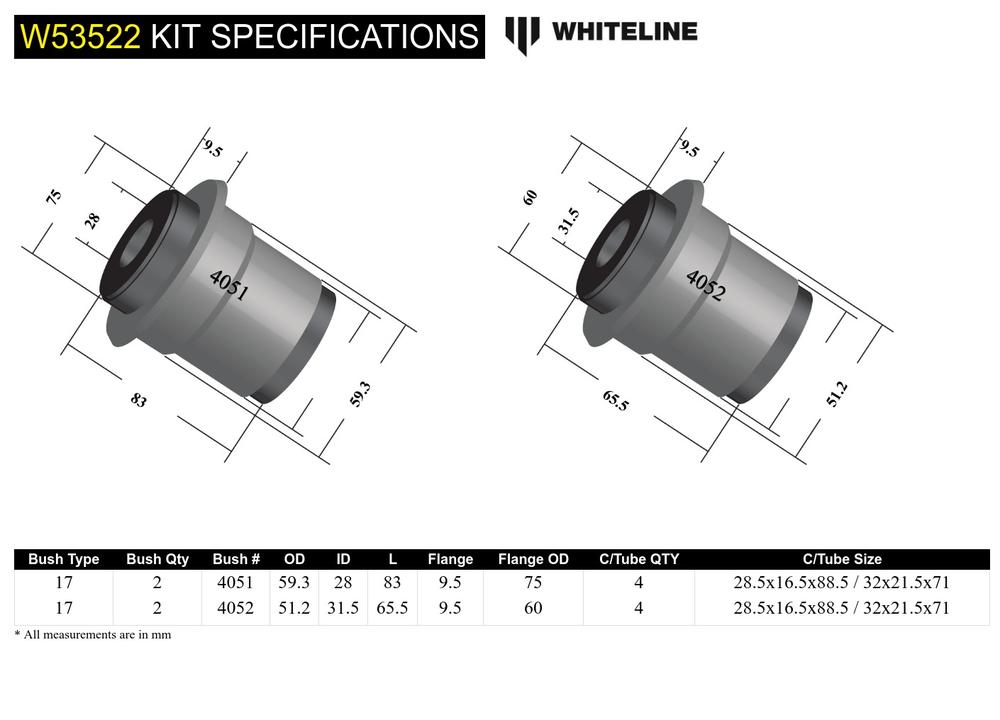 Front Control Arm Lower - Bushing Kit to Suit Toyota Prado 150 Series and FJ Cruiser GSJ15