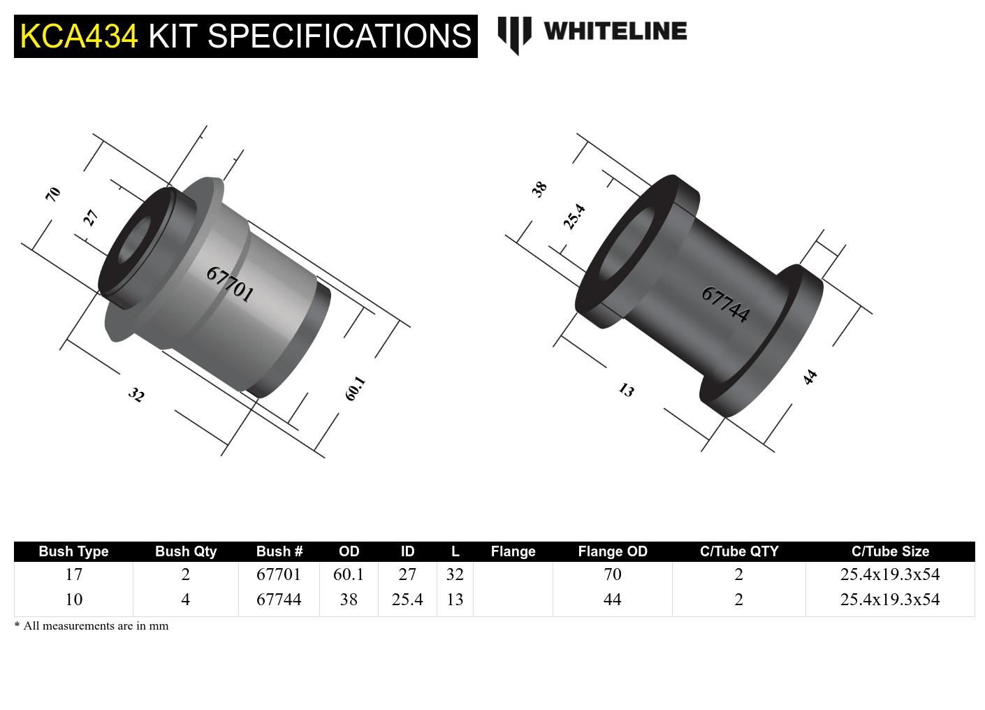 Front Control Am Lower - Inner Front Bushing Kit Double Offset to Suit Subaru BRZ and Toyota 86