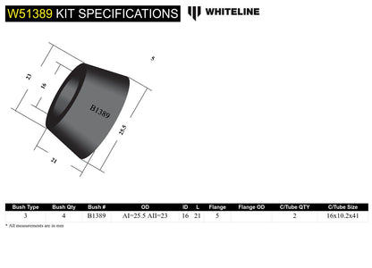 Front Control Arm Lower - Inner Bushing Kit to Suit Ford Cortina Mk1, Mk2 and Lotus