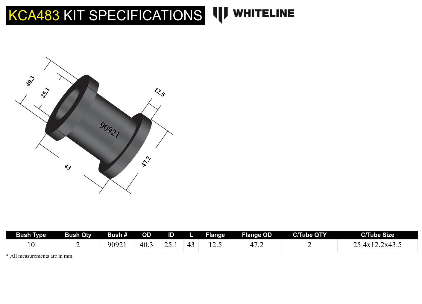 Rear Control Arm Upper - Outer Bushing Kit Double Offset to Suit Mazda MX-5 KE, KF, Mazda6 GJ, GL