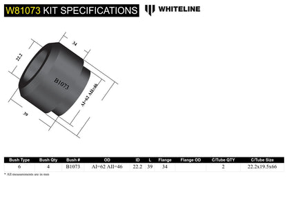 Front Strut Rod - To Chassis Bushing Kit to Suit Ford Cortina TE, TF and Falcon/Fairlane XC