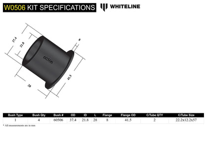 Front Control Arm Lower - Inner Front Bushing Kit to Suit Subaru Forester, Impreza, Liberty, Outback and XV