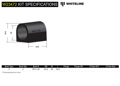 Front Sway Bar Mount - Bushing Kit 20mm to Suit Nissan Patrol GQ and Ford Maverick DA