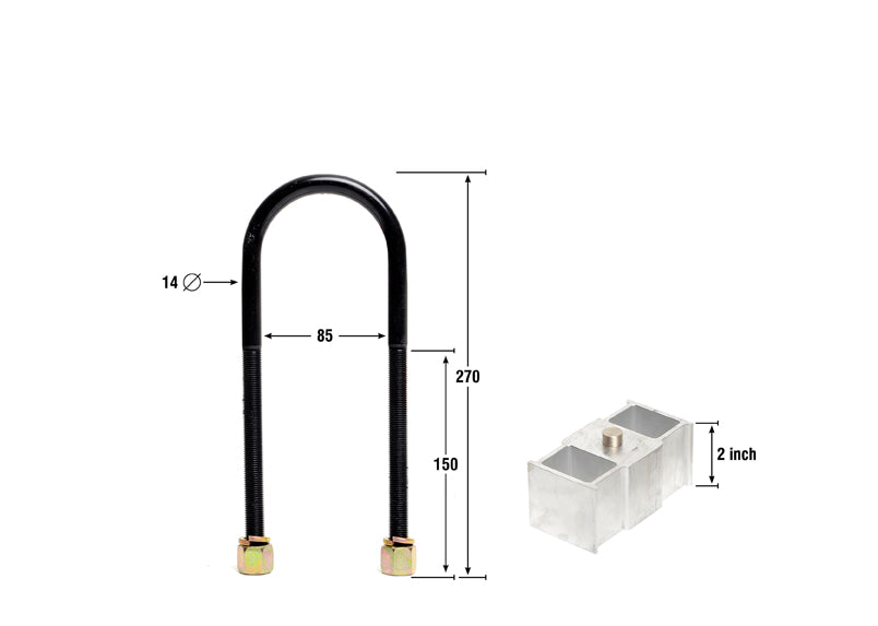 Rear Lowering Block - Kit 2" to Suit Toyota HiAce KDH200