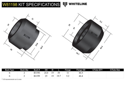 Front Strut Rod - To Chassis Bushing Kit to Suit Hyundai Excel, Mitsubishi Colt and Mirage