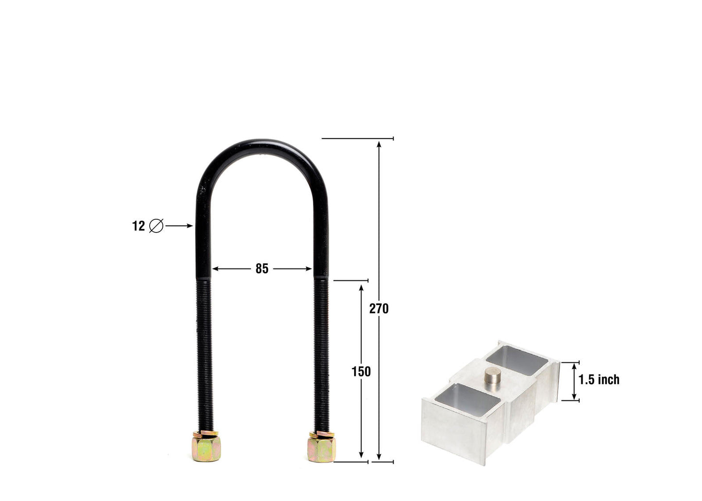Rear Lowering Block - Kit 1.5" to Suit Ford Courier, Mazda B Series Bravo and Mitsubishi Triton