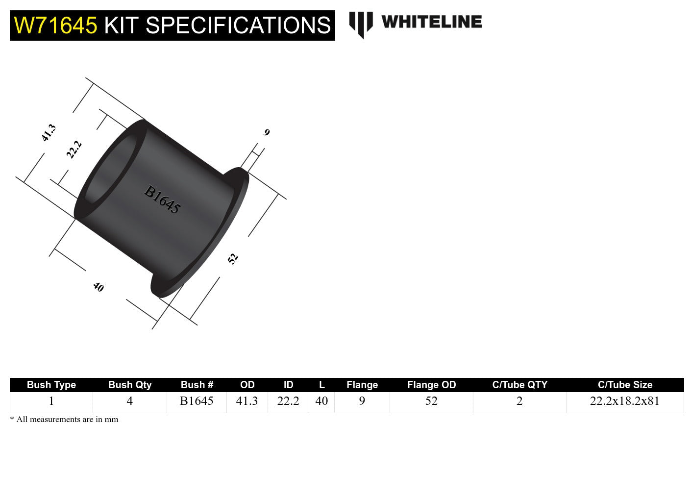 Front Control Arm Lower - Bushing Kit to Suit Nissan Navara D21 and Pathfinder WD21