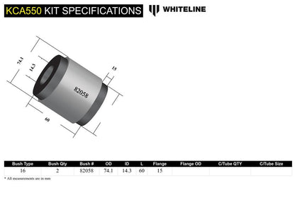 Front Control Arm Lower - Inner Front Bushing Kit-Double Offset to Suit Honda Accord and Euro CL, CM