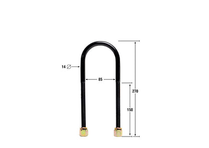 Universal U Bolts - ID=85mm, L=270mm, Thread=M14 - round top