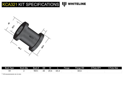 Front Control Arm Lower - Inner Rear Bushing Double Offset Kit to Suit Mitsubishi Galant HG, HH