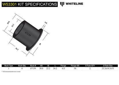 Front Control Arm Lower - Inner Front Bushing Kit to Suit Toyota Prius and Yaris
