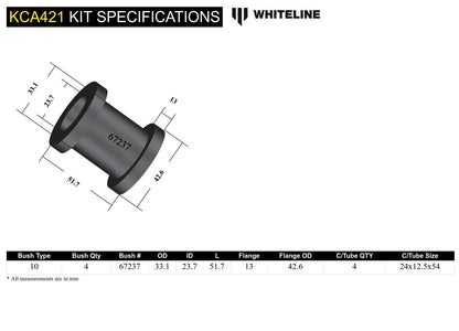 Front Control Arm Upper - Bushing Kit Double Offset to Suit Mazda MX-5 NC and RX-8 FE